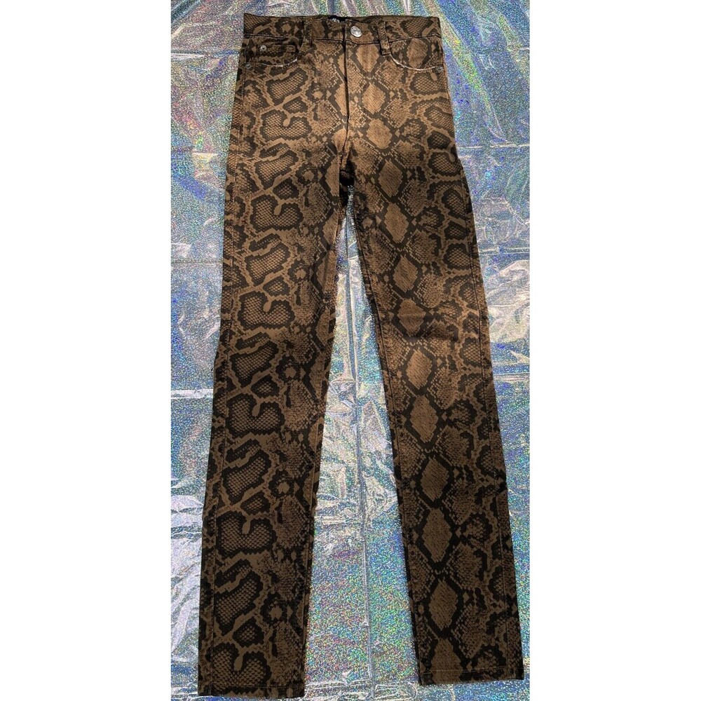 ZARA Snake Python Jeans Womens 2 Yellow Witchy Mob Wife Whimsigoth Y2K Punk Band